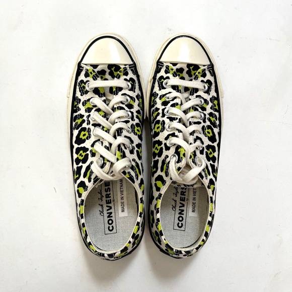 Converse Chuck Taylor All Star Cheetah Animal Print Low Top Shoes 7.5 NWOB Green - Picture 7 of 10